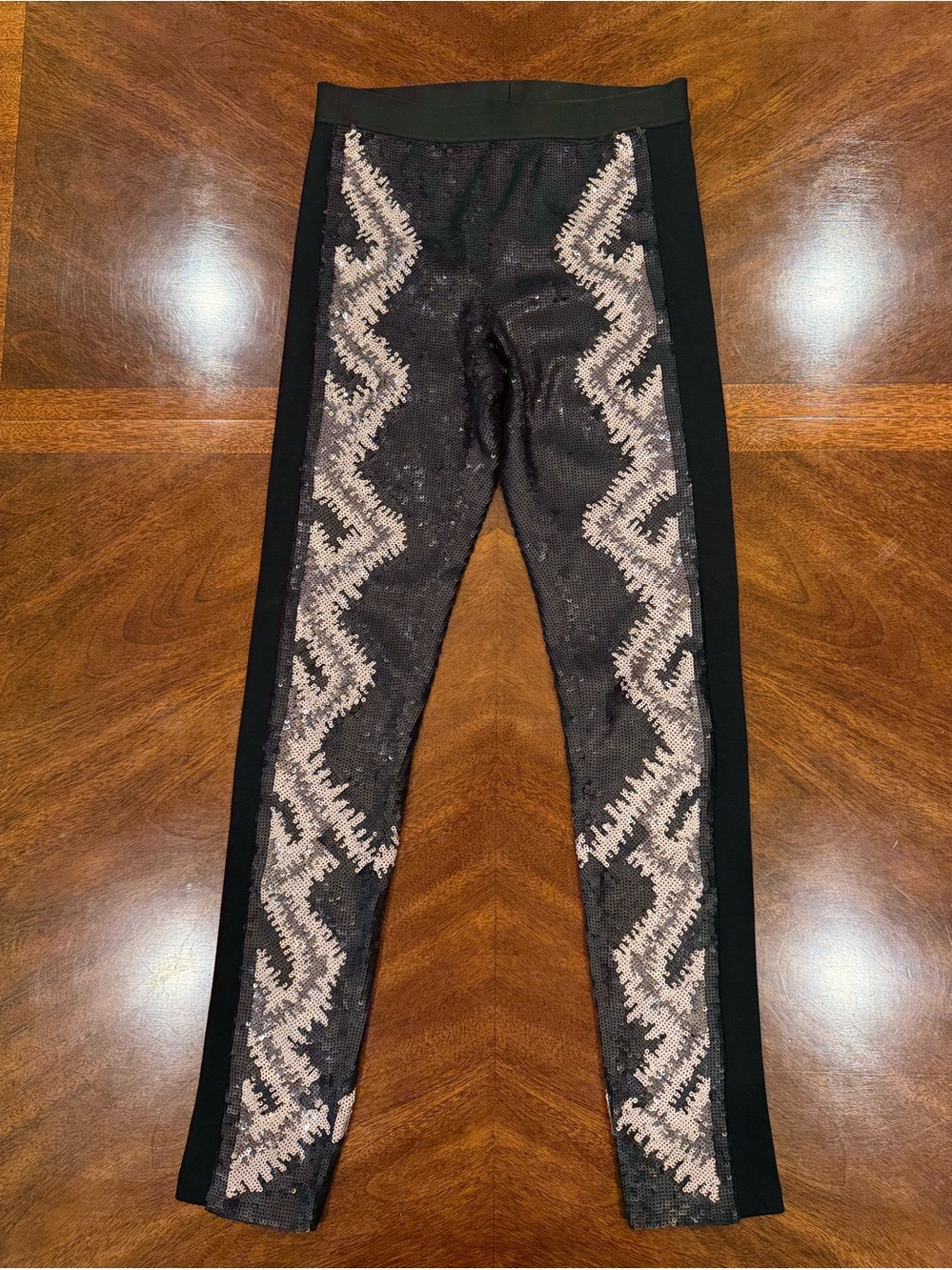 BCBG Black Sequin Leggings, S